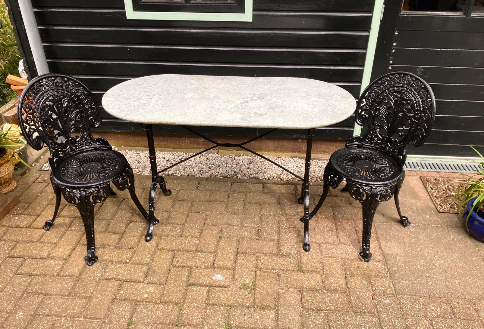 Gietijzeren tuinset bistroset 3-delig, Tuin en Terras, Tuinsets en Loungesets, Overige materialen, Gebruikt, Stoel, Ophalen