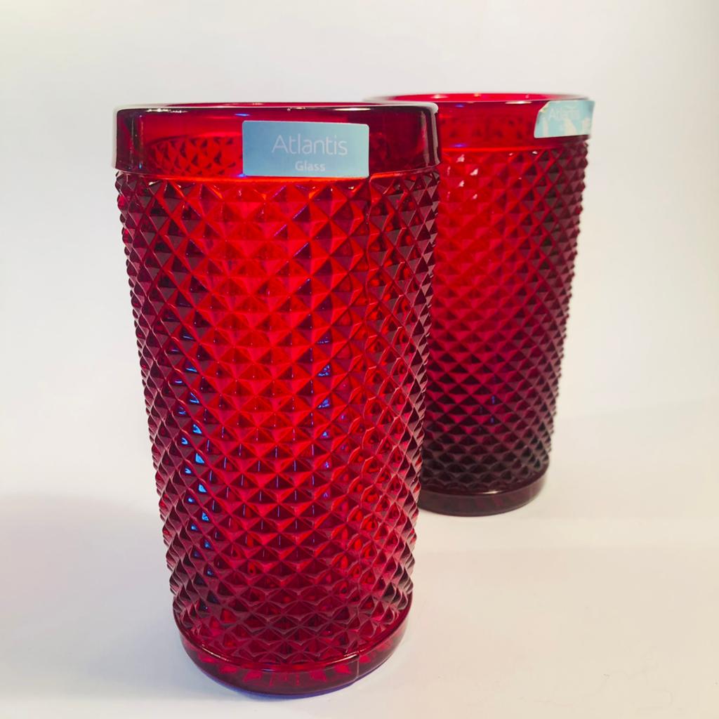 Twee hele mooie nieuwe Atlantis Daimond Red longdrink glazen, Ophalen of Verzenden, Zo goed als nieuw, Overige typen