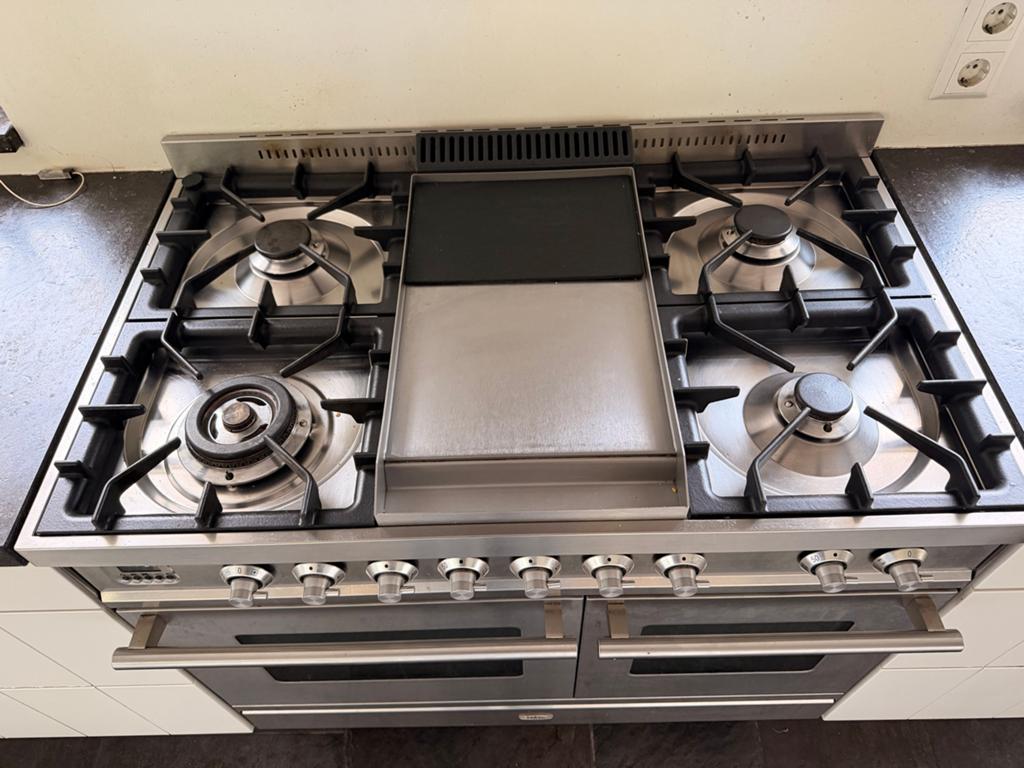 Boretti PMLN96 Gasfornuis RVS - Dubbele Oven & Fry Top, Ophalen, Gebruikt, Hete lucht, Gas