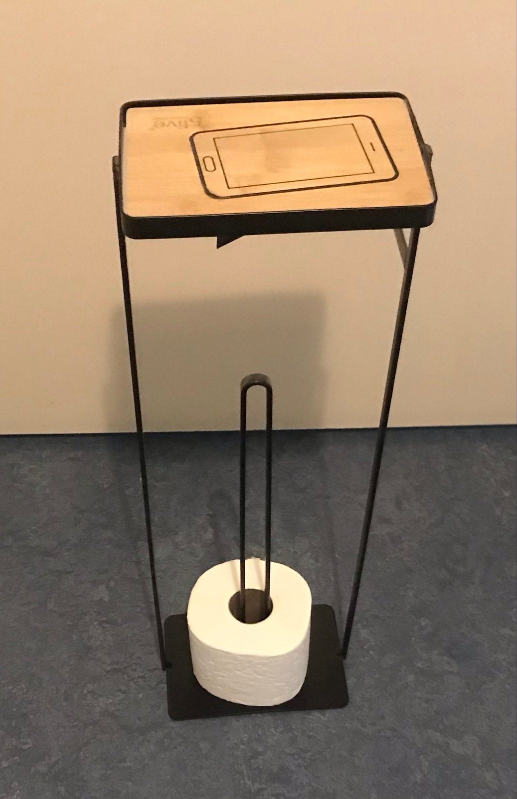 Toiletrolhouder met telefoonhouder, Ophalen, Gebruikt, Zwart, Toilet-accessoire