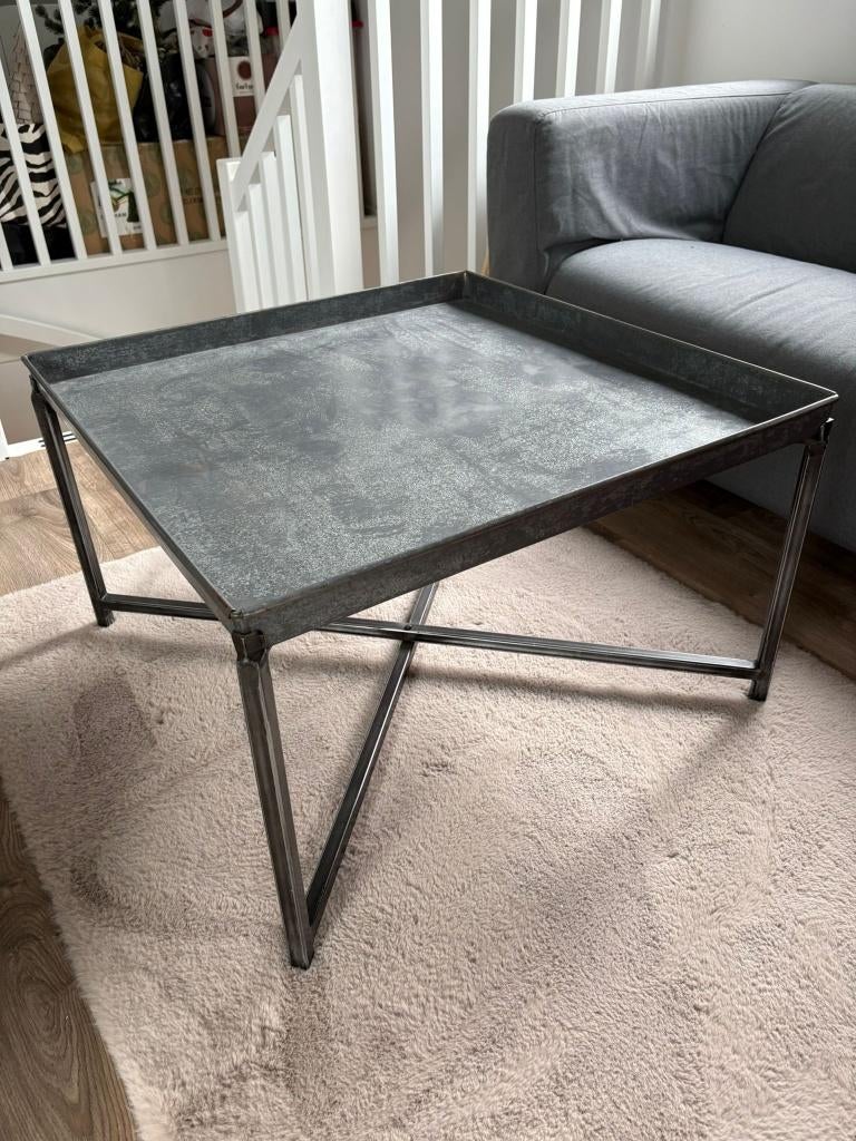 Zinken vierkante salontafel, Ophalen, 50 tot 100 cm, Vierkant, 50 tot 100 cm