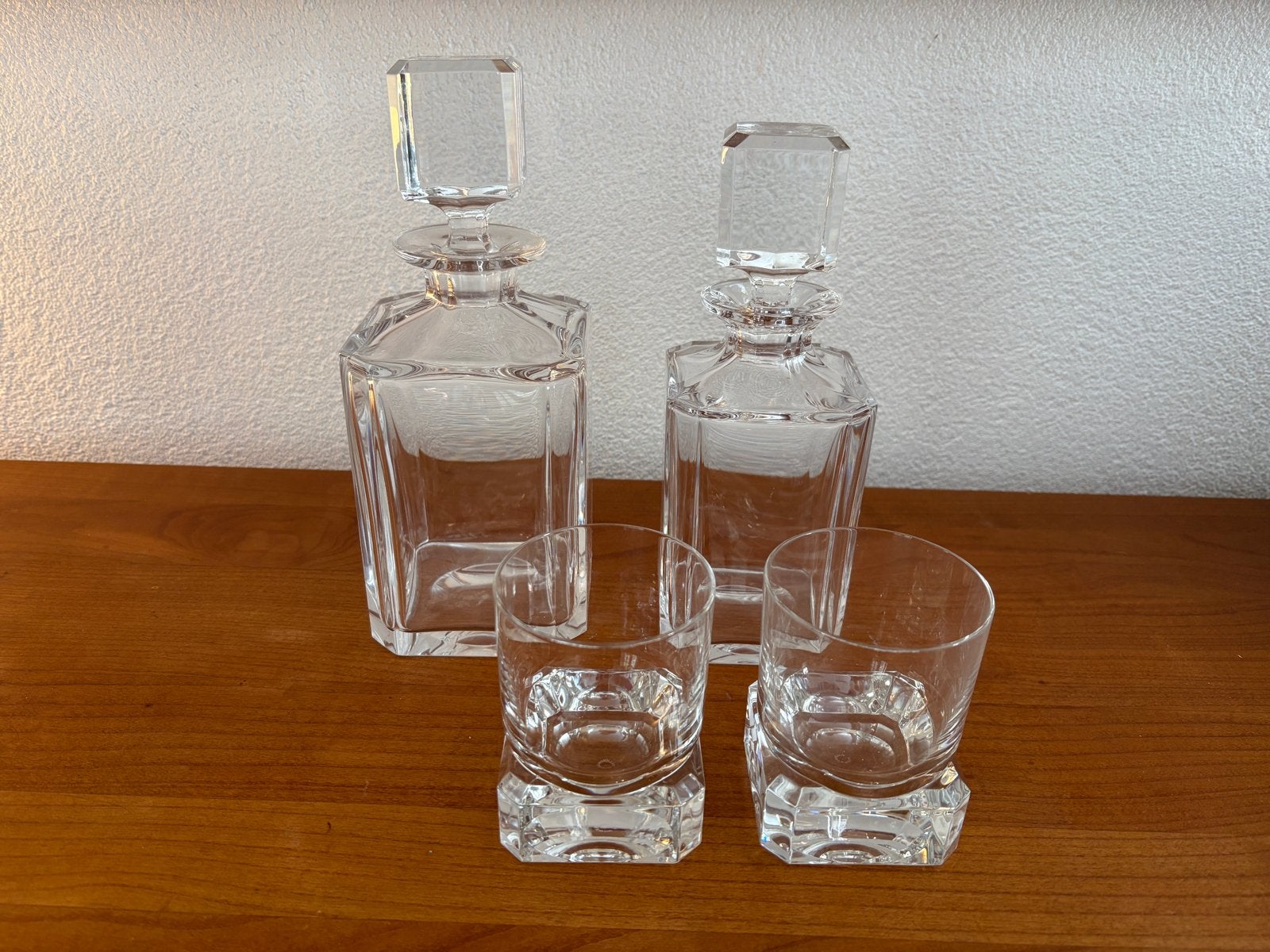 Set van 2 kristallen karaffen met 2 glazen, Antiek en Kunst, Ophalen