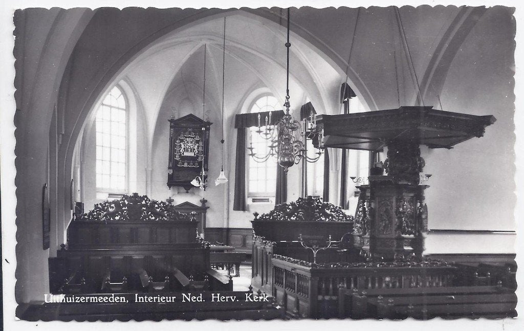 Uithuizermeeden Interieur N.H. Kerk Oude ansichtkaart A1361, Ophalen of Verzenden, 1940 tot 1960, Ongelopen, Noord-Brabant