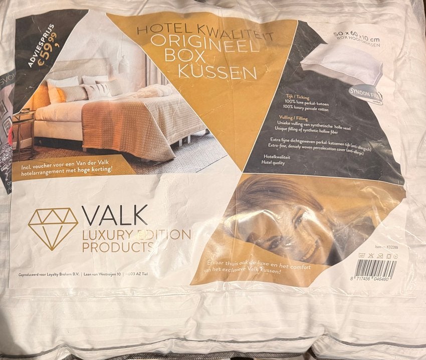 Valk Luxury Cotton Hotel Kwaliteit Origineel Box Kussen, Overige merken, Wit, Nieuw, Kussen