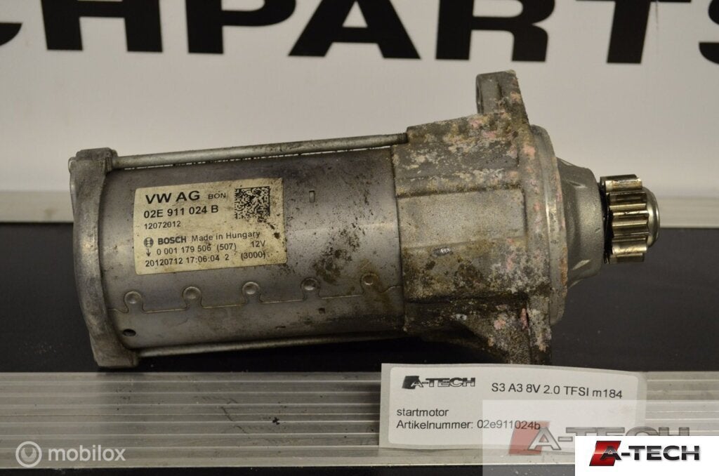 Startmotor  Audi A3  8V 2.0 TFSI S3 quattro 02e911024b, Audi, Gebruikt, Audi, Ophalen of Verzenden