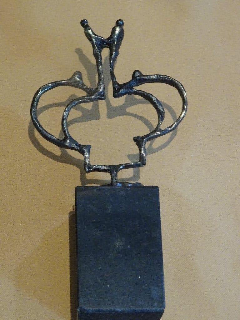 Brons beeldje Frank Stroopman bronzen beeld, Ophalen of Verzenden, Zo goed als nieuw, Mens