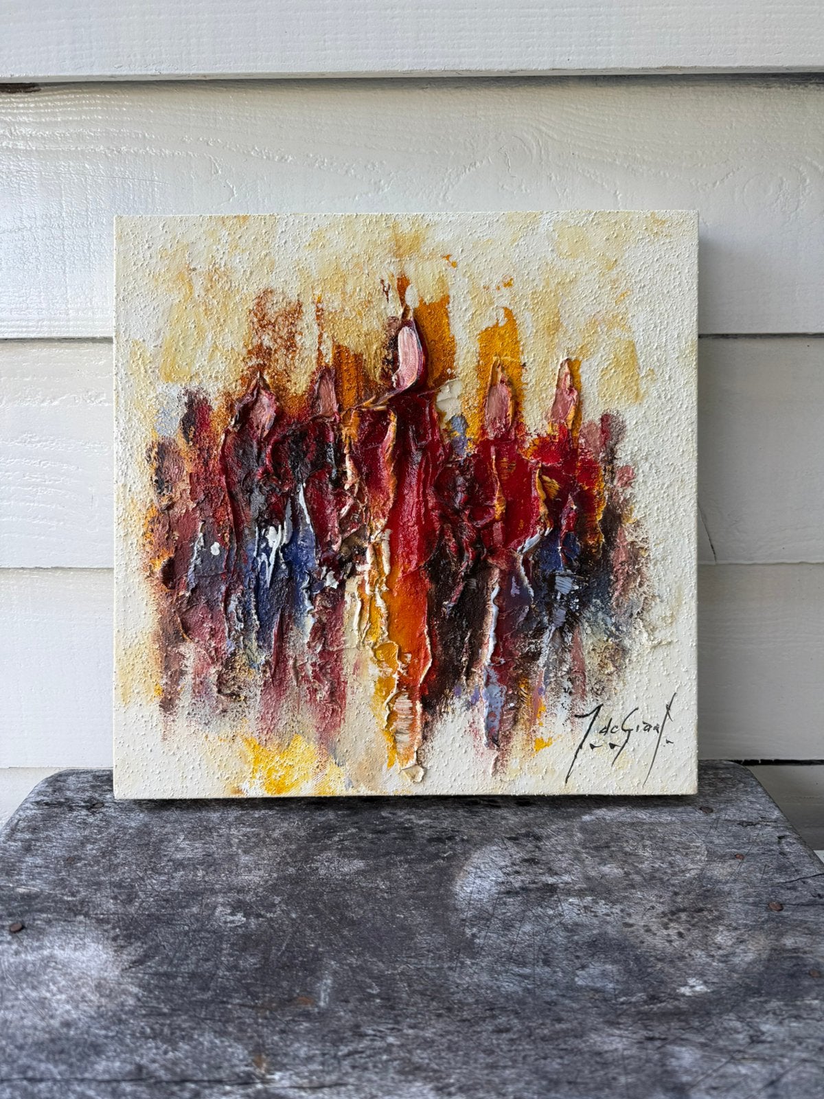 Jochem van de Graaf schilderij mensen 40x40 cm, Antiek en Kunst, Kunst | Schilderijen | Abstract, Ophalen of Verzenden