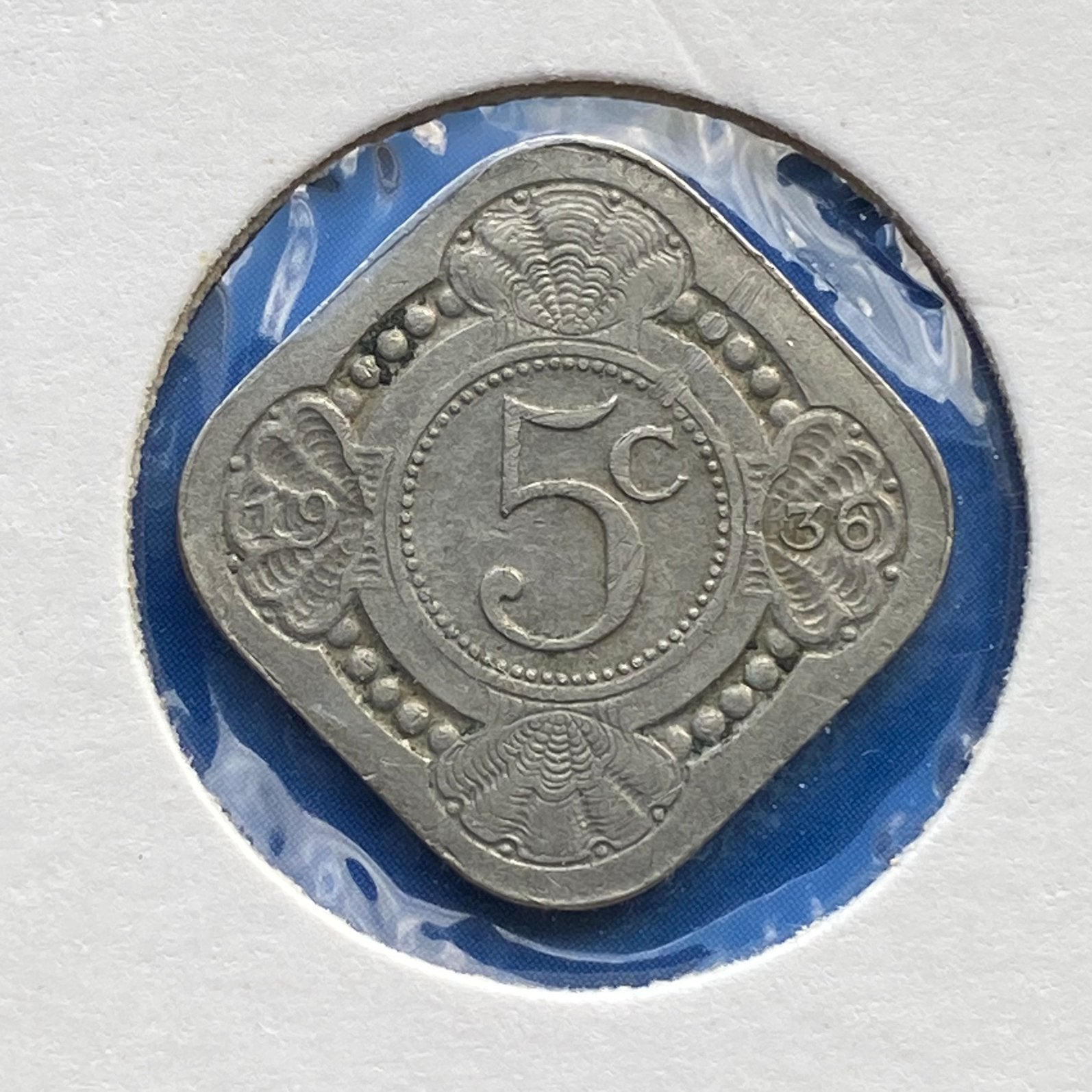 5 Cent / Vierkante Stuiver uit 1936 van Wilhelmina, Postzegels en Munten, Munten | Nederland, Verzenden, Koningin Wilhelmina, 5 cent