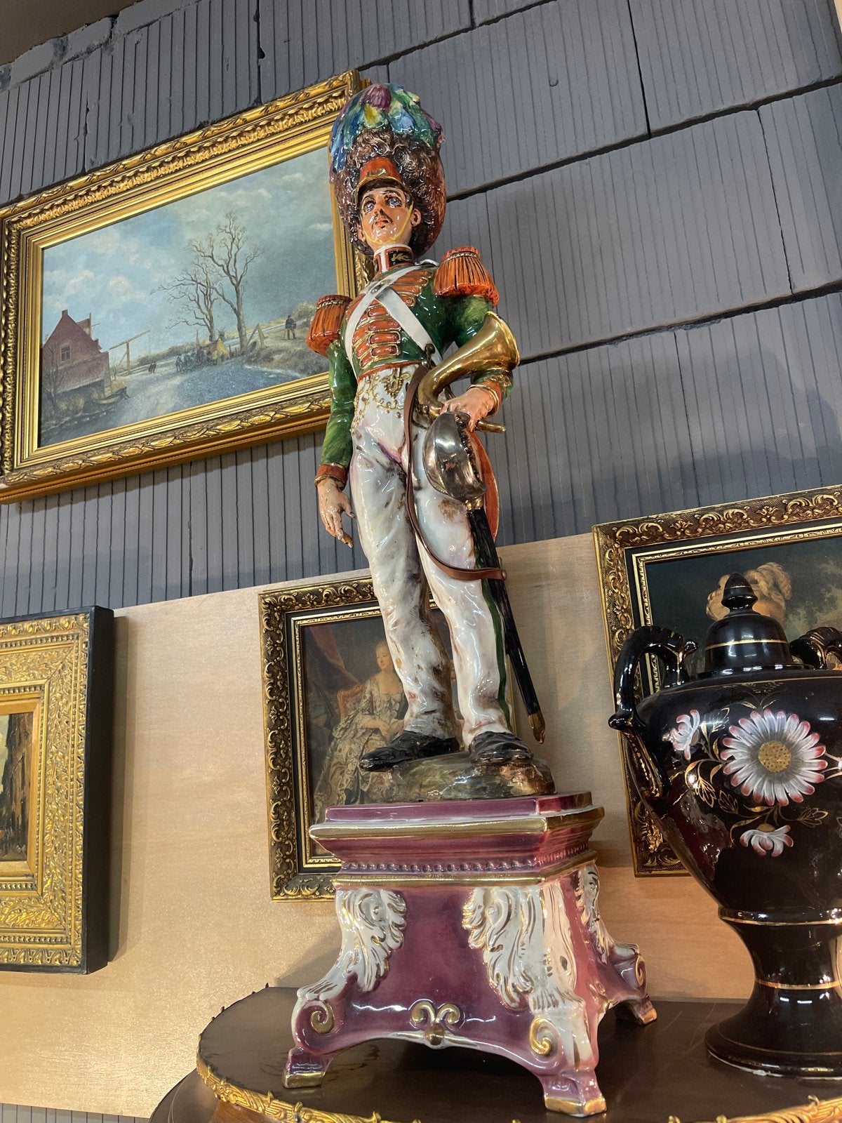 Capodimonte stijl soldaten- 100cm Hoog, Antiek en Kunst, Steen of Keramiek, Beeld, Beschilderd, Meerkleurig