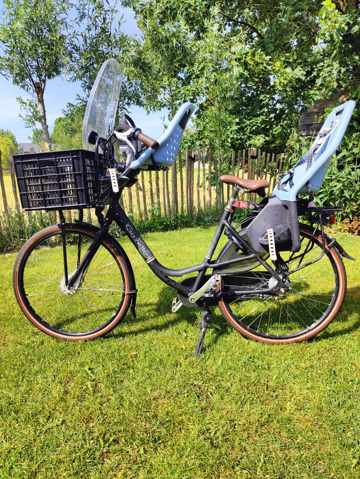 Gazelle Bloom met Yepp voor- en achterzitje, Fietsen en Brommers, Fietsaccessoires | Fietsstoeltjes, Ophalen, Gebruikt