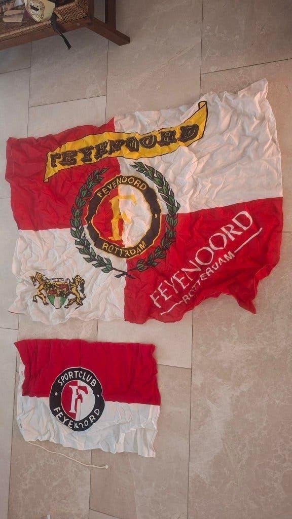 2 oude Feyenoord vlaggen, Ophalen of Verzenden, Gebruikt, Feyenoord, Overige typen