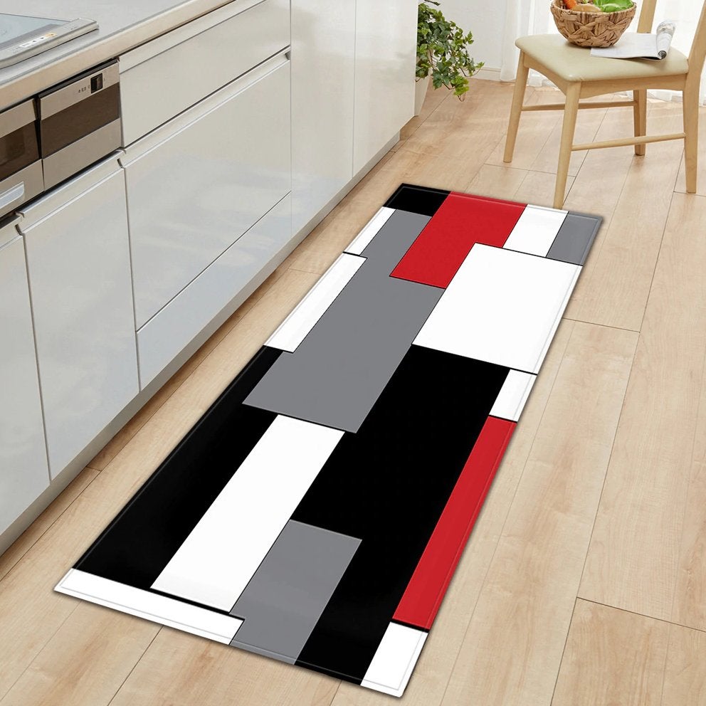 Rood Zwart Wit Grijs Vloerkleed / Tapijt Kleed Vloermat Mat, Zwart, Nieuw, Ophalen of Verzenden, 150 tot 200 cm