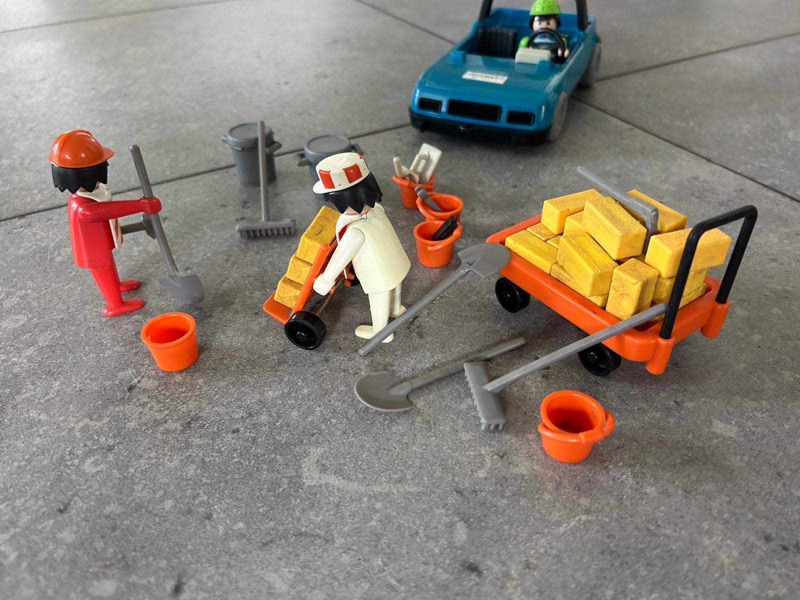 Retro - Playmobil Bouwplaats Set met Figuren en Voertuig, Ophalen of Verzenden, Gebruikt, Complete set, Overige typen