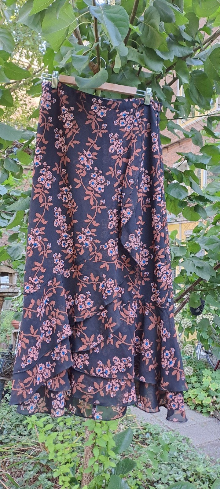 Kleurrijke rok enkellang, Scotch & Soda, zwart met bloemetje, Kleding | Dames, Zwart, Maat 42/44 (L), Scotch & Soda, Ophalen of Verzenden