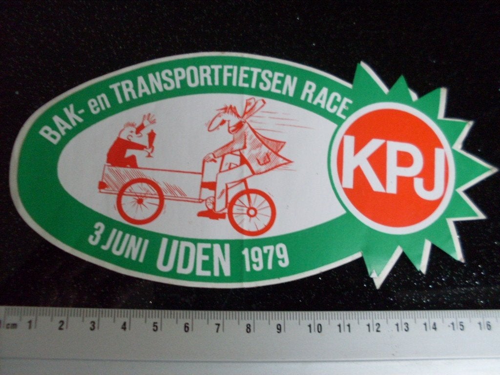 sticker bakfietsen transportfietsen race uden 1979 KPJ, Verzenden, Zo goed als nieuw, Bedrijf of Vereniging