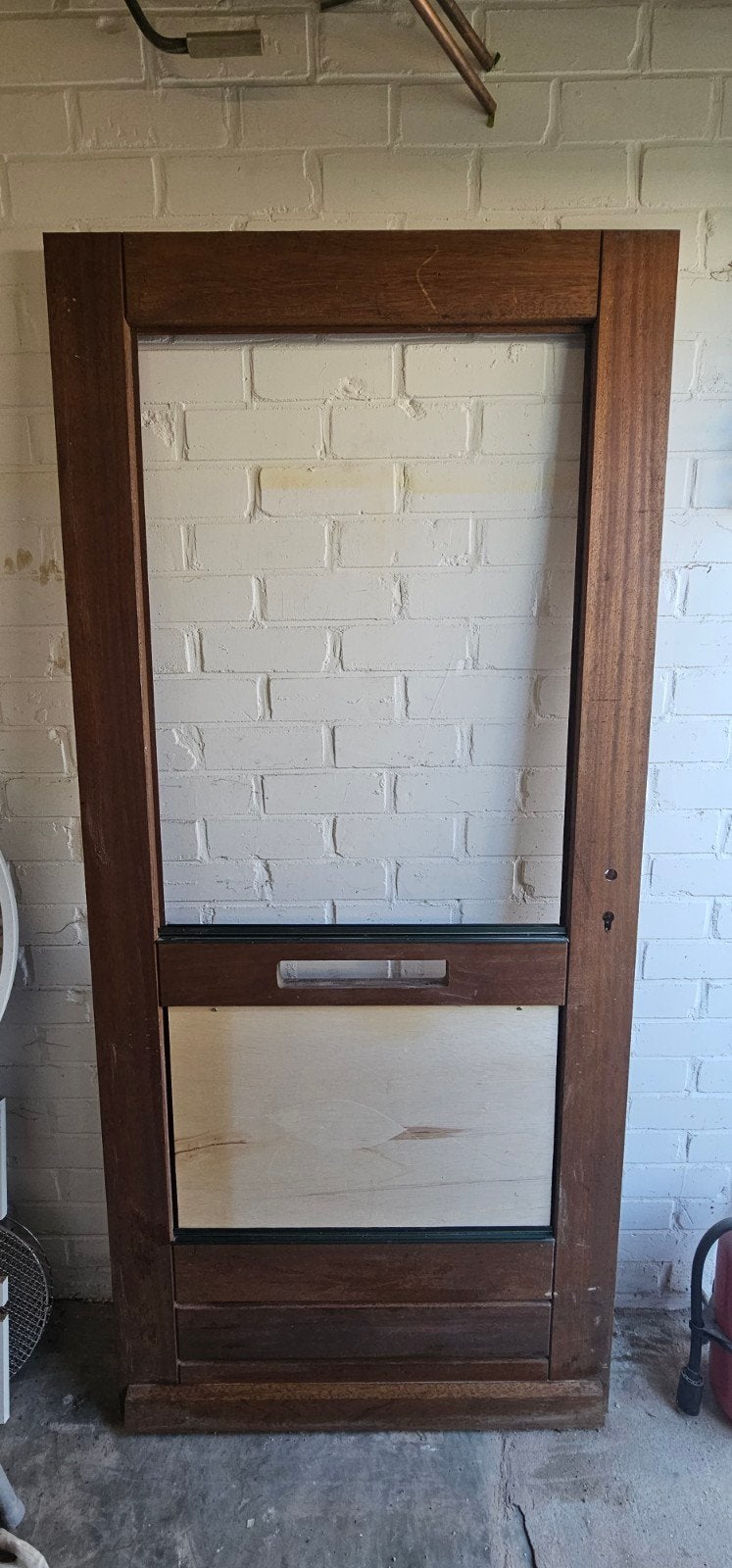 Nieuwe hardhouten buiten deur 201 x 92, 5 met brievenbus, Ophalen, 80 tot 100 cm, Nieuw, Buitendeur