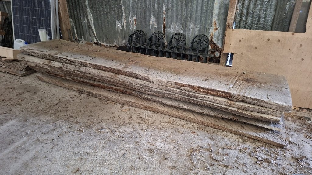 Eiken schaaldelen ruw gezaagd 350cm x 70cm 4/7cm dik, Doe-het-zelf en Verbouw, Hout en Planken, Ophalen, Eiken, Zo goed als nieuw