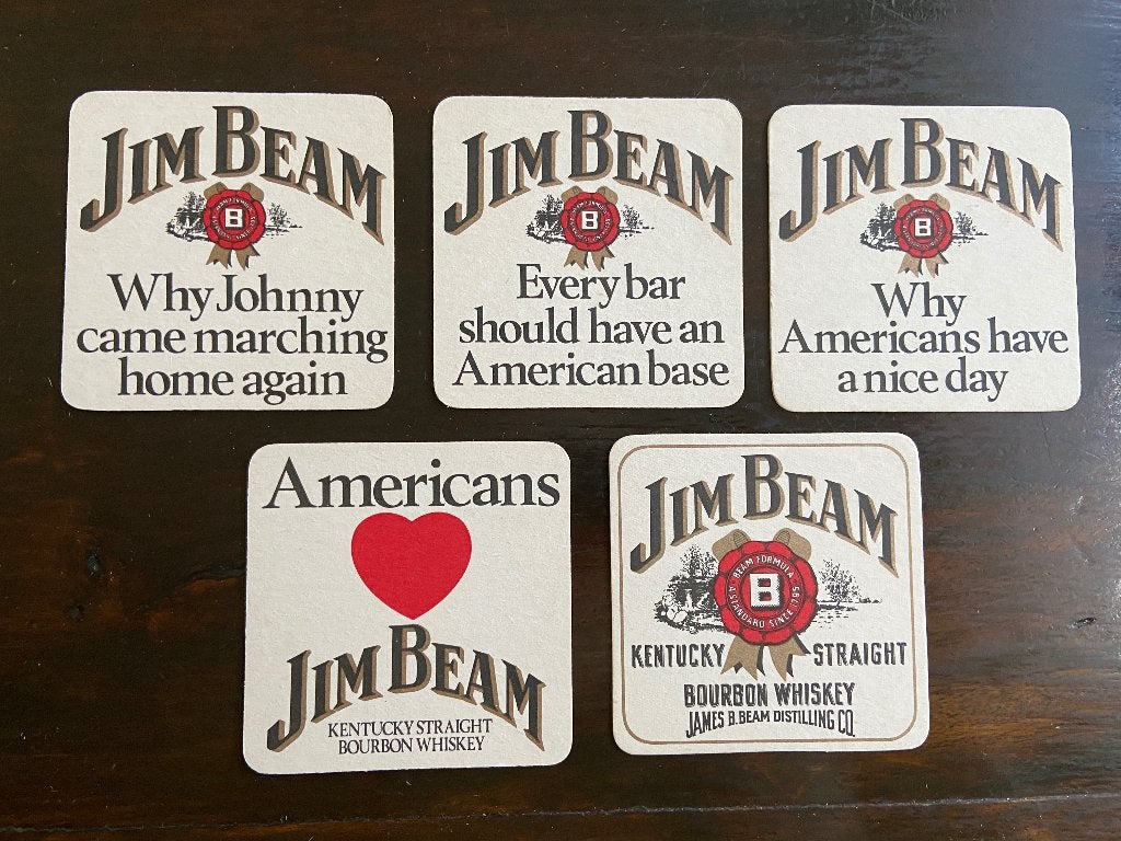 Jim Beam bierviltjes 5 verschillende., Ophalen of Verzenden, Zo goed als nieuw, Viltje(s), Overige merken