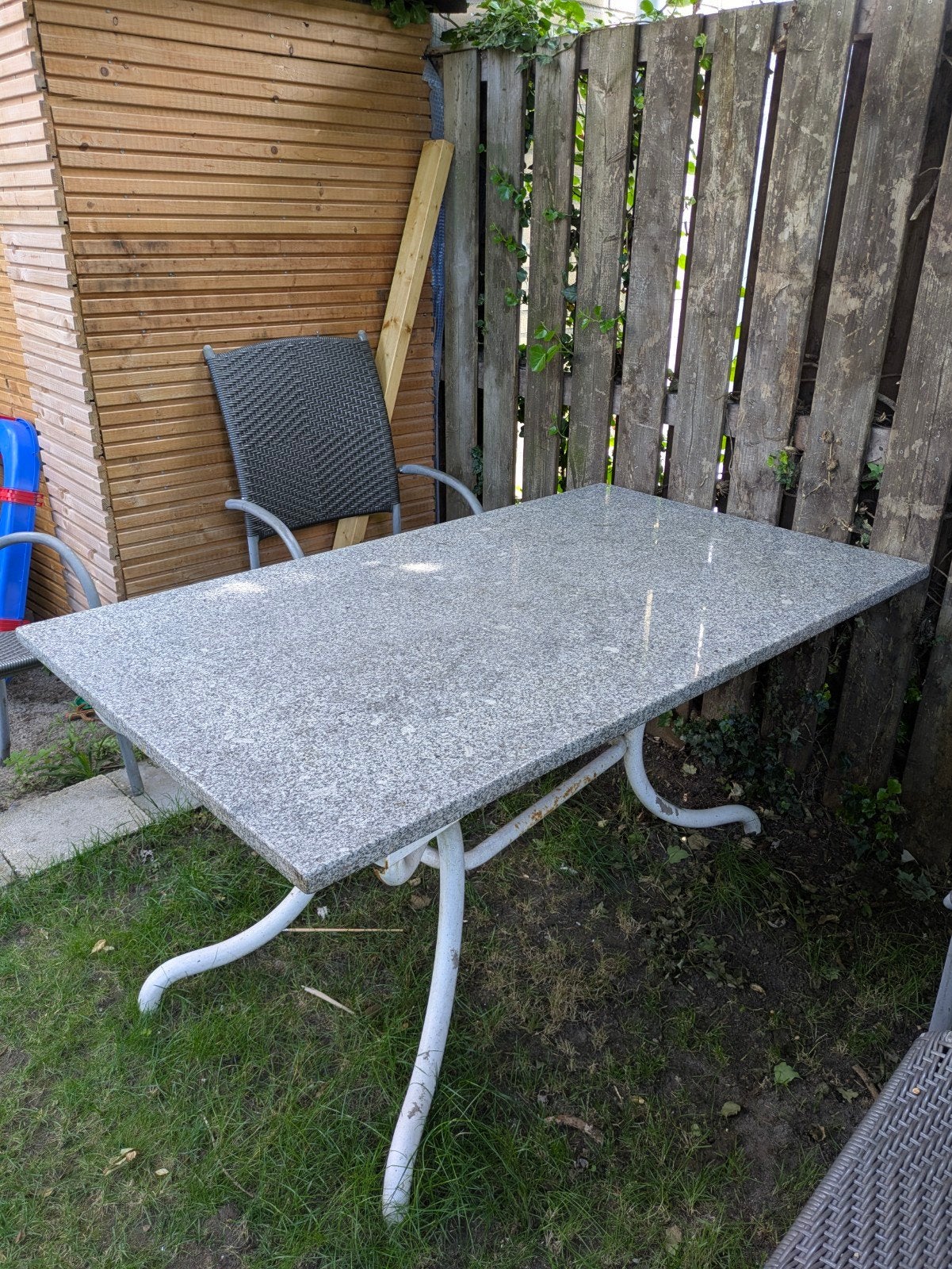 Grijs granieten blad met onderstel, Tuin en Terras, Tuintafels, Ophalen, Gebruikt, Rechthoekig