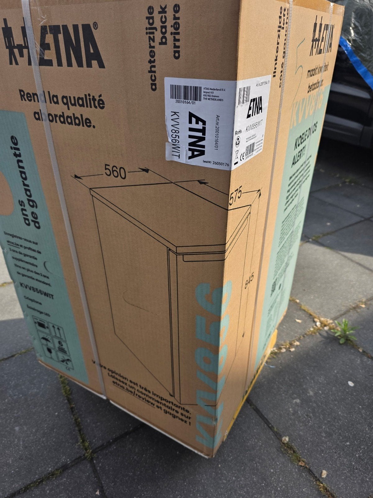 ETNA KVV856WIT Koelkast - Nieuw in doos, Zonder vriesvak, Nieuw, Minder dan 75 liter, 45 tot 60 cm