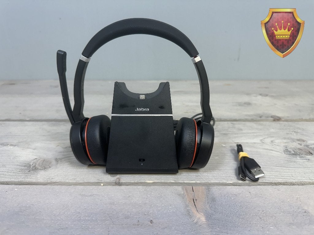 Jabra Evolve 75 Stereo + Originele Charging Stand, Gebruikt, Mute-functie, JABRA, Ophalen of Verzenden
