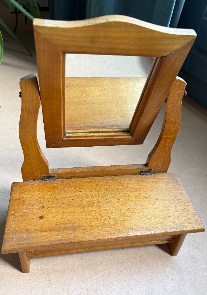 Kleine antieke kapspiegel, Ophalen of Verzenden, Rechthoekig, Minder dan 50 cm, Minder dan 100 cm