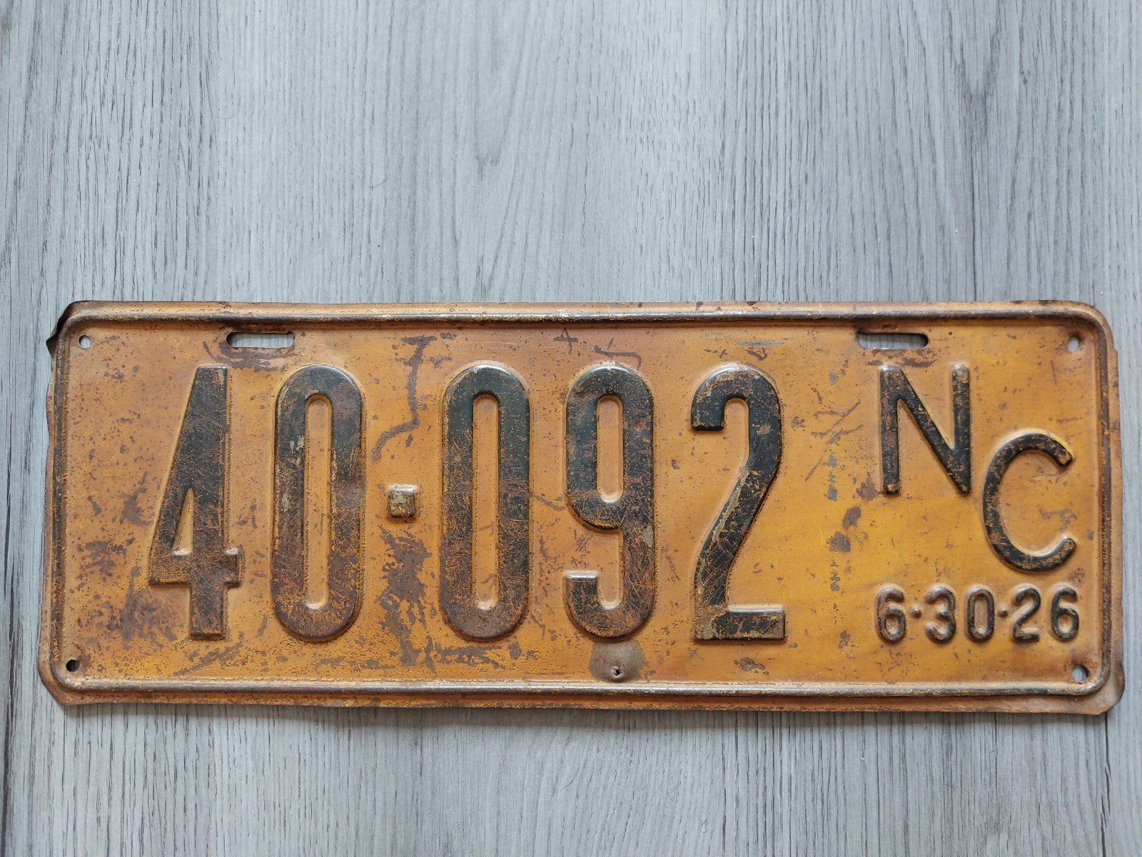 Kenteken 1926 North Carolina USA Nummerplaat Nummerbord, Verzamelen, Ophalen of Verzenden, Gebruikt, Auto's