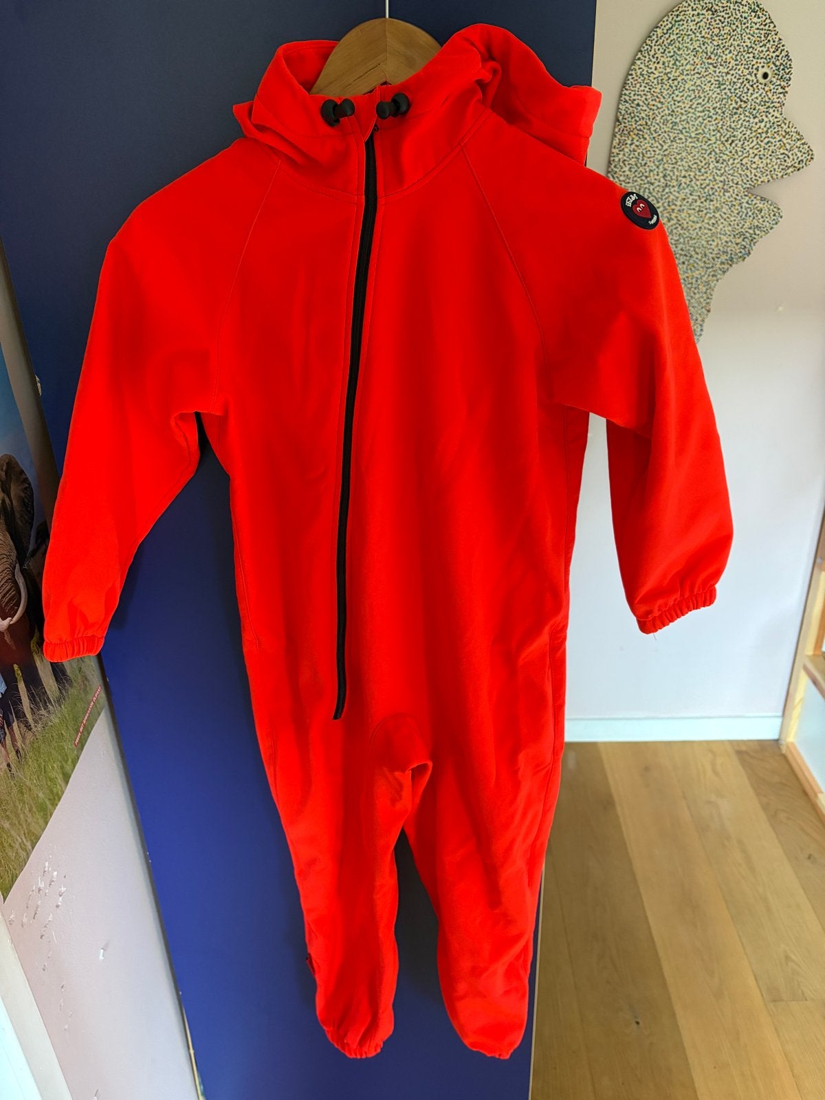 iELM regenpak Maat 122 - fluo rood, Ophalen of Verzenden, Zo goed als nieuw, Jongen of Meisje, Overige typen