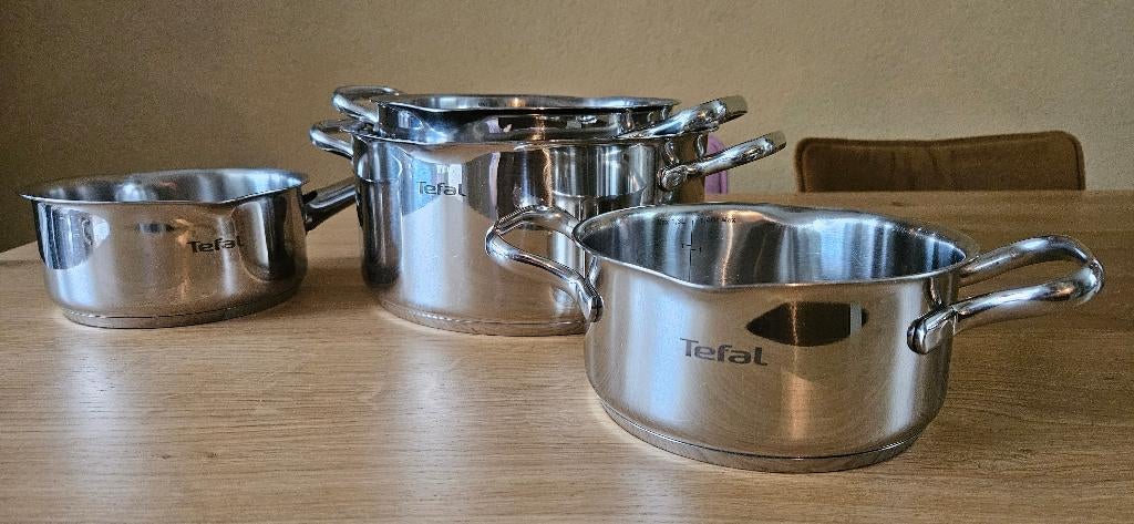 Duetto Tefal Pannenset, Huis en Inrichting, Keuken | Potten en Pannen, Ophalen, Gebruikt, Inductieplaat, Pannenset