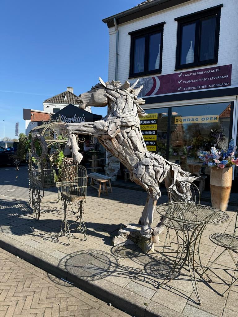 Unieke houten dieren sculpturen: Paard, Giraffe, Beer, Antiek en Kunst, Kunst | Beelden en Houtsnijwerken, Ophalen