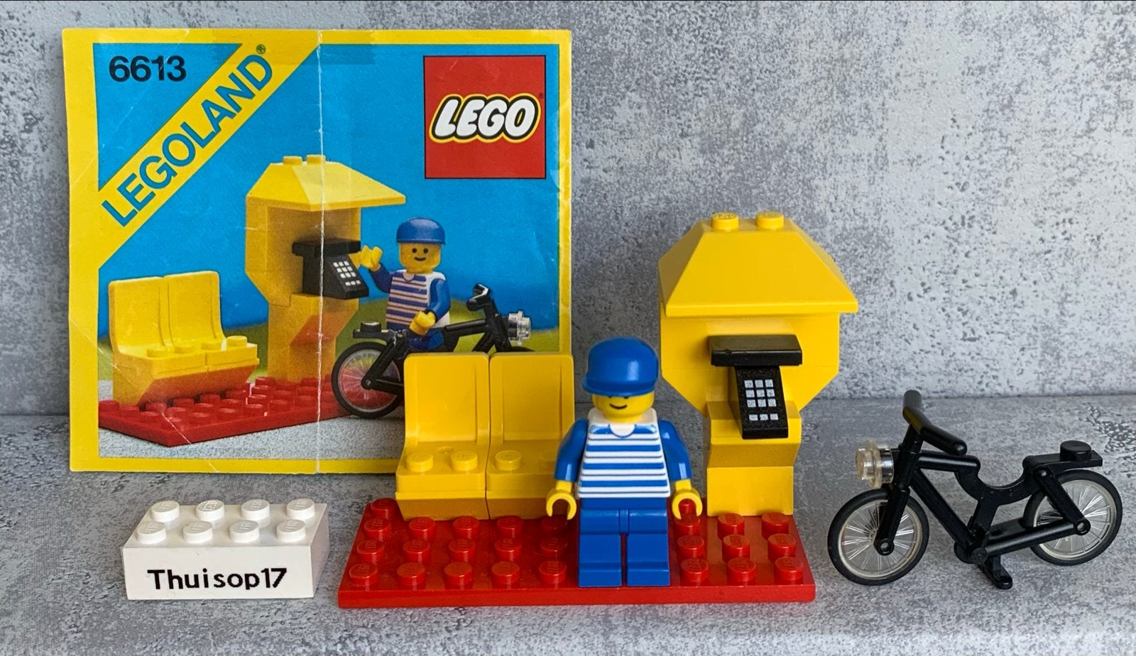 LEGO Legoland 6613: Telefooncel met fietser (1980), Gebruikt, Lego, Ophalen of Verzenden, Compleet