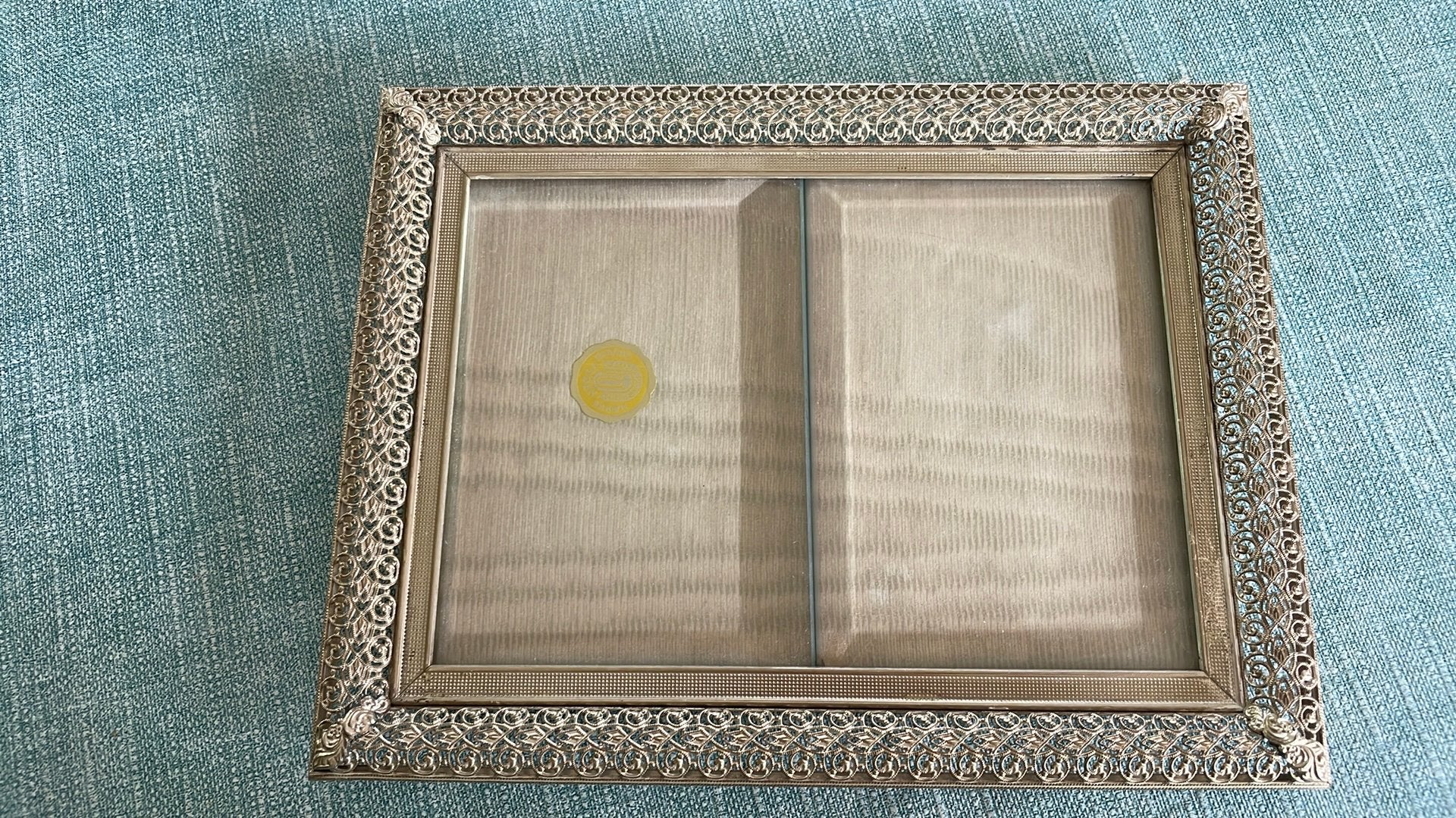 Vintage fotolijst Jyden Danish Design met geslepen glas, Minder dan 50 cm, Gebruikt, Metaal of Aluminium, Ophalen of Verzenden