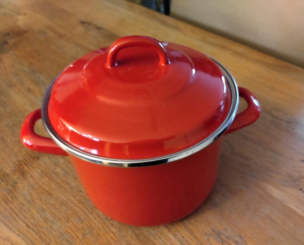Rode pan hoogte 14,5 cm    NIEUW, Nieuw, Ophalen of Verzenden, Kookpan, Met deksel