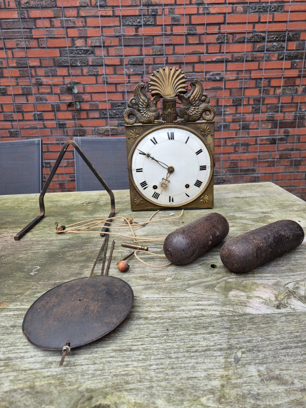 Antieke Franse Comtoise klok met gewichten, Antiek en Kunst, Antiek | Klokken, Ophalen of Verzenden