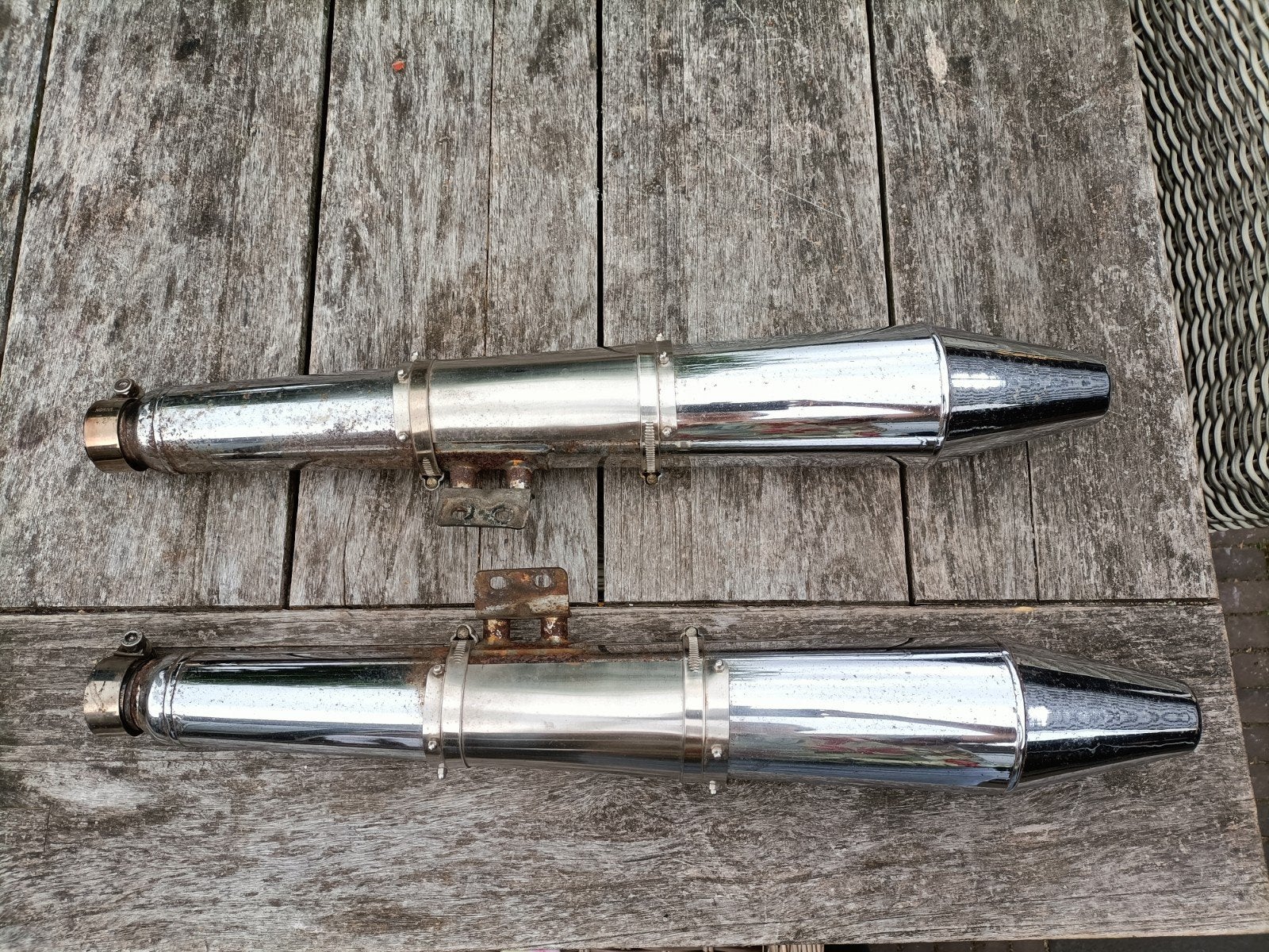 2 Norton motor uitlaten., Ophalen, Gebruikt