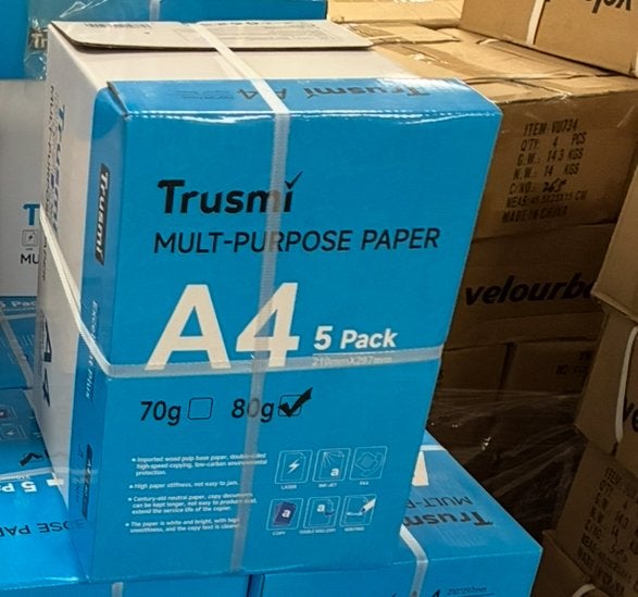 Trusmi A4 Papier 80g/m² - 5 Pakken (2500 Vellen), Ophalen, Nieuw in verpakking, Overige typen