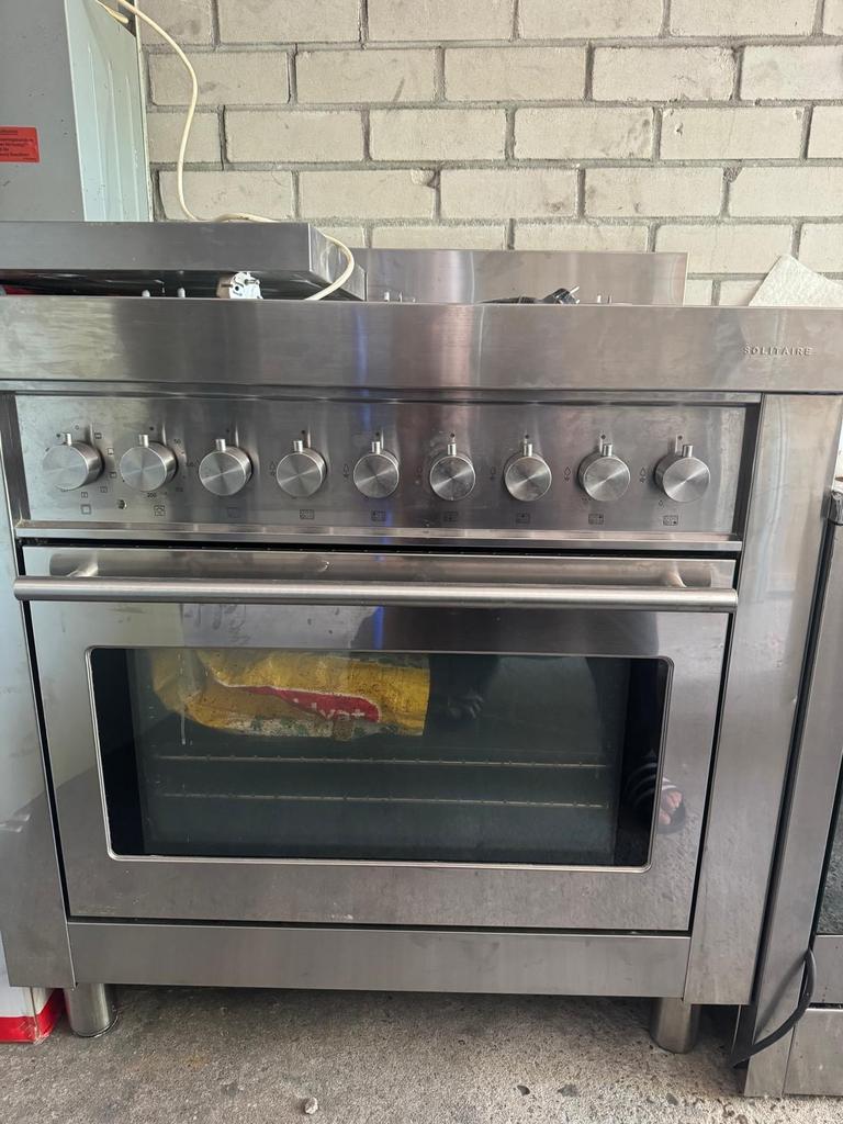Solitaire Vrijstaand Gasfornuis met Oven - RVS, Witgoed en Apparatuur, Fornuizen, Ophalen, Gebruikt, 60 cm of meer, Grill