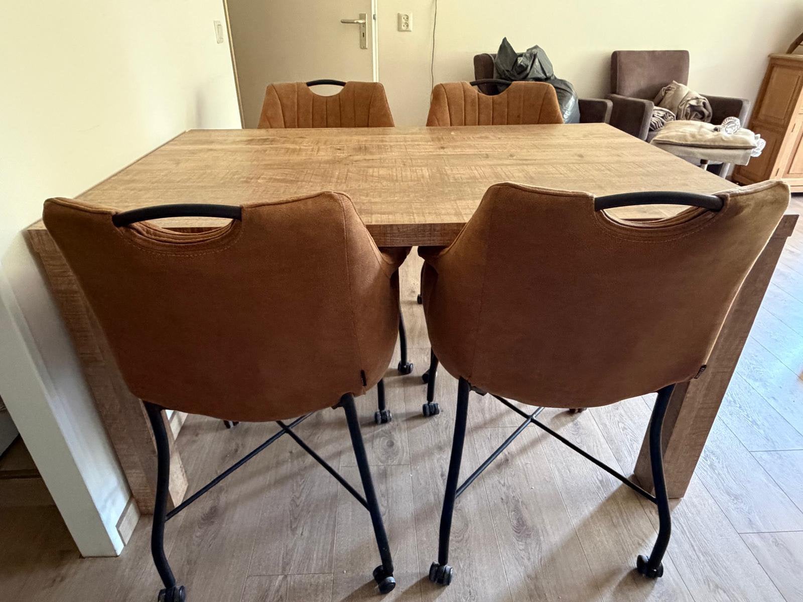 Eettafel met 4 stoelen, Ophalen, Zo goed als nieuw, 4 tot 6 stoelen