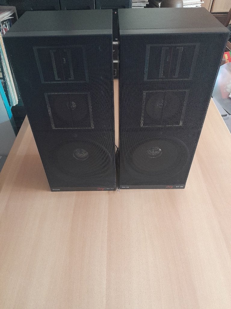 2 Vintage 3-weg Luidsprekers van Philips FB455 ( 80 Watt ), Ophalen, Stereo speakers, Philips, Zo goed als nieuw
