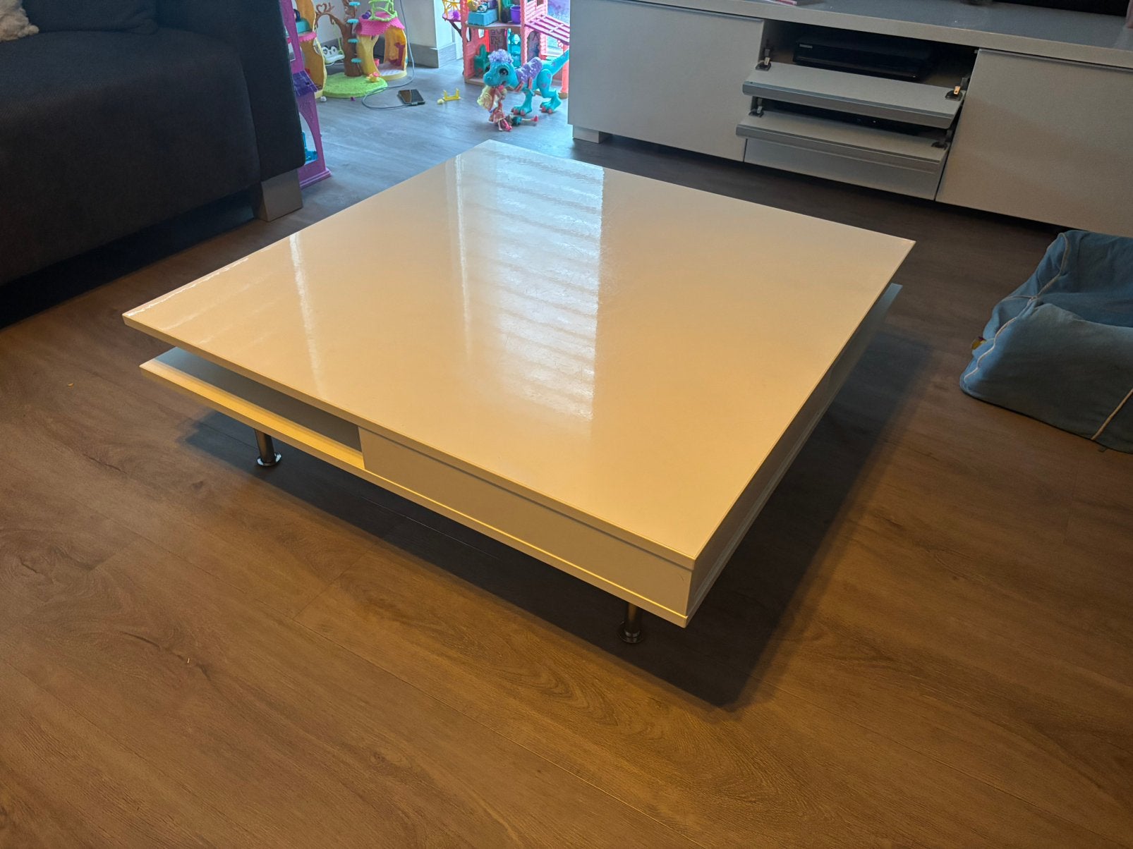 Gratis Salontafel hoogglans wit, Ophalen, Zo goed als nieuw, Rechthoekig, 50 tot 100 cm