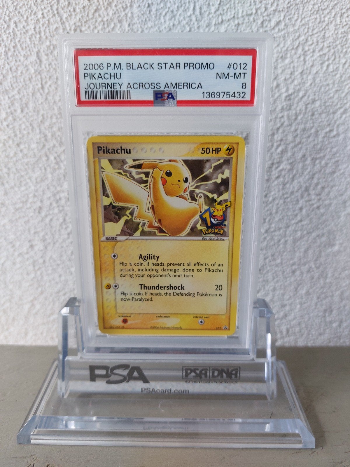 Pikachu 012 🎉10th anniversary Journey Across America PSA 8, Ophalen of Verzenden, Zo goed als nieuw