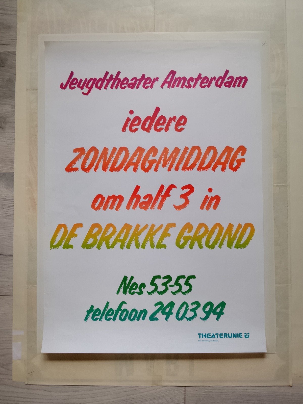 Vintage Jeugdtheater Amsterdam Poster - De Brakke Grond, Verzamelen, Posters, Ophalen of Verzenden, Zo goed als nieuw, Rechthoekig Staand