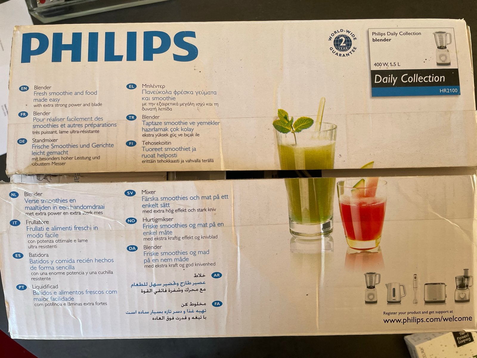 Philips Daily Collection Blender HR2100 - wit, 1,5 liter, Ophalen, Gebruikt, Blender