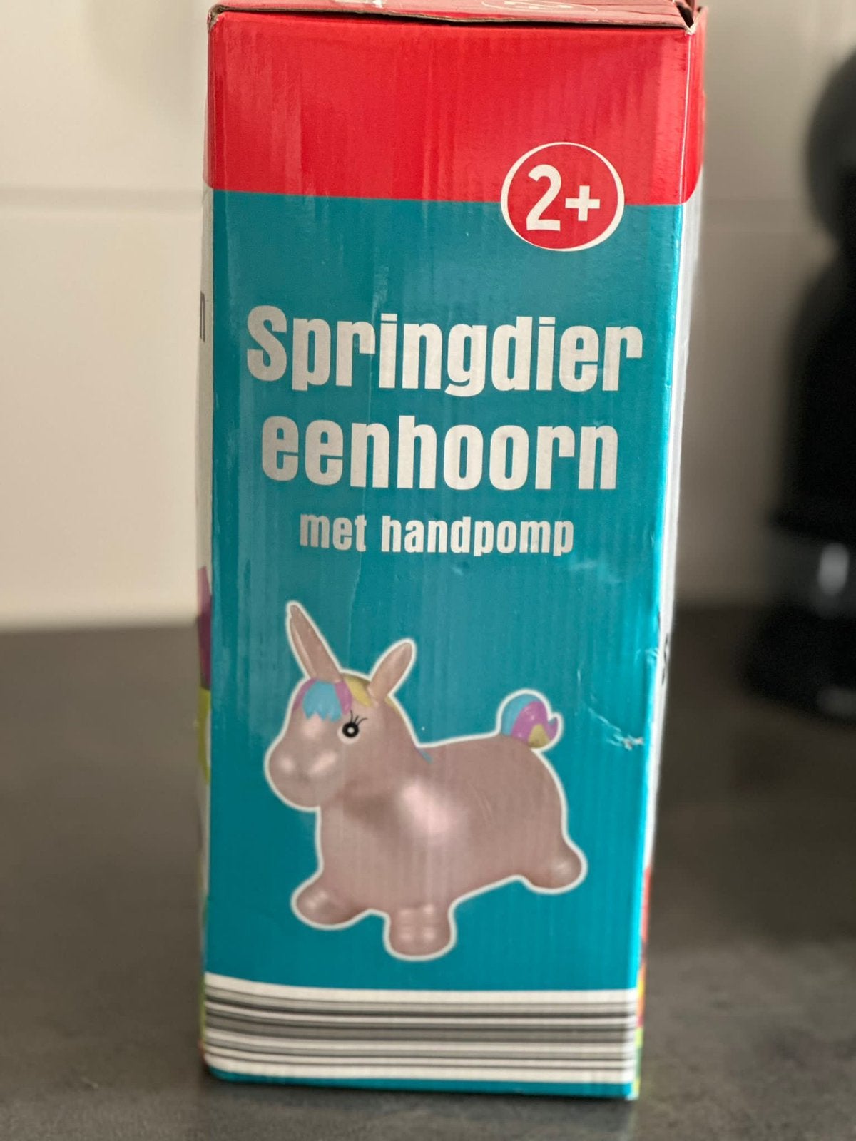 Springdier/skippybal eenhoorn met pomp nieuw in doos, Ophalen of Verzenden, Nieuw