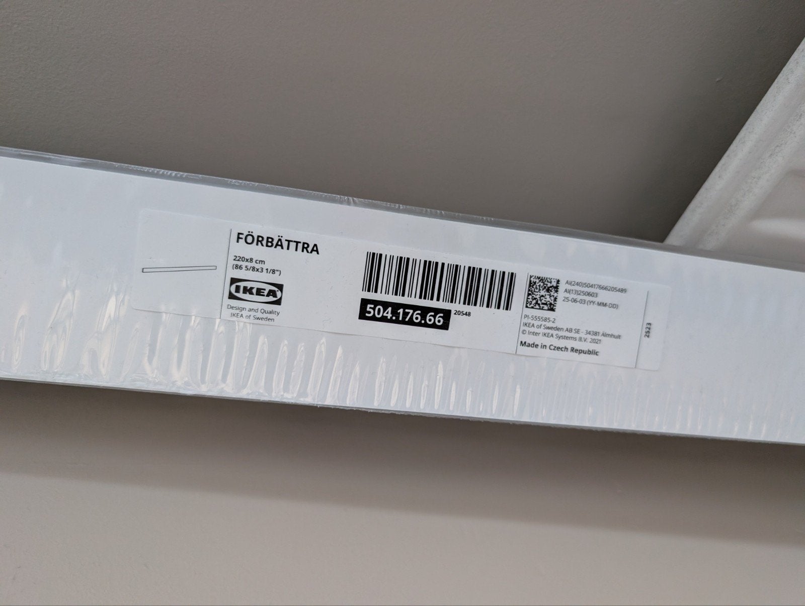 Nieuw! Ikea, Forbattra witte plint 220 x 8 cm, Ophalen, Overige materialen, Nieuw, 200 tot 250 cm