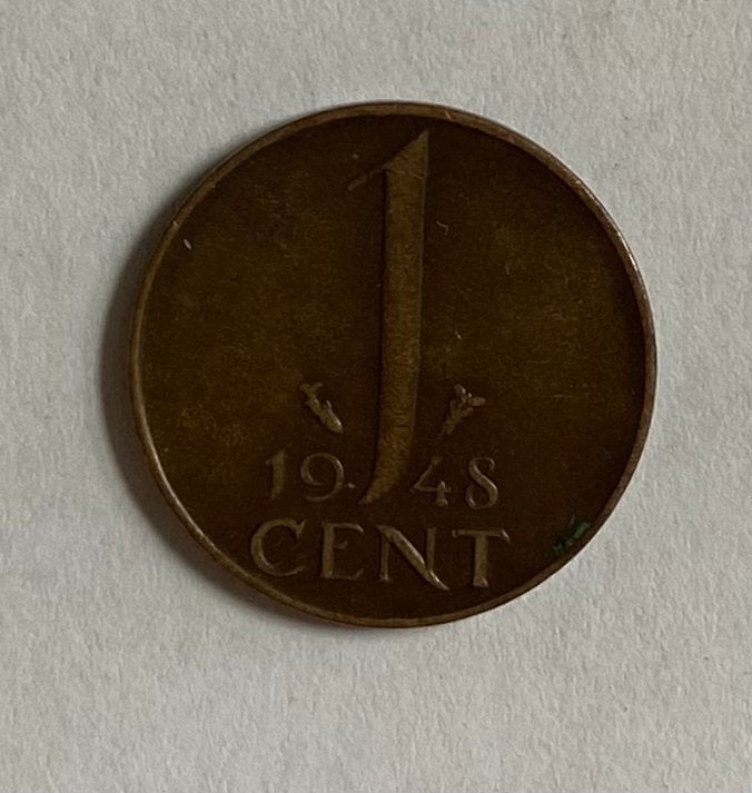 Nederland 1 cent 1948 Koningin Wilhelmina, Postzegels en Munten, Munten | Nederland, Ophalen of Verzenden, Koningin Wilhelmina
