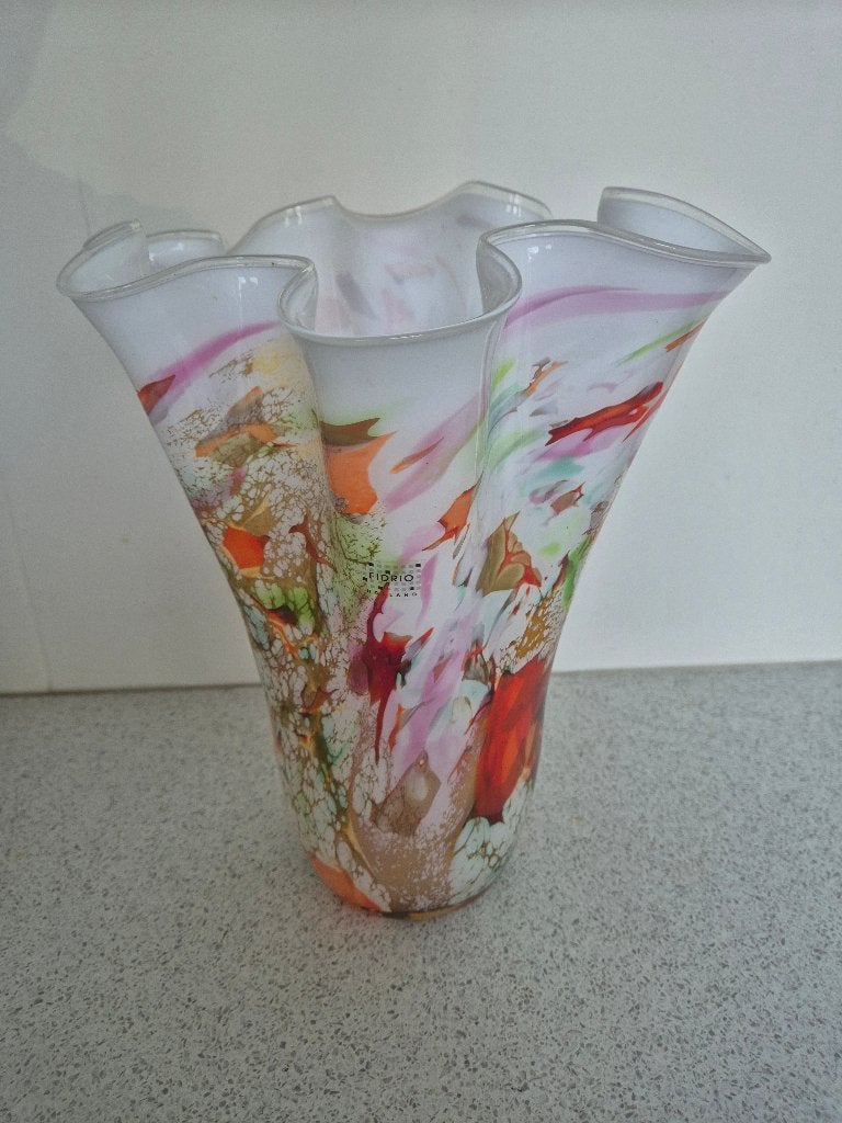 Mondgeblazen Fidrio "Wave" Vaas – Mixed Colours, Ophalen, Gebruikt, Meerkleurig, Glas