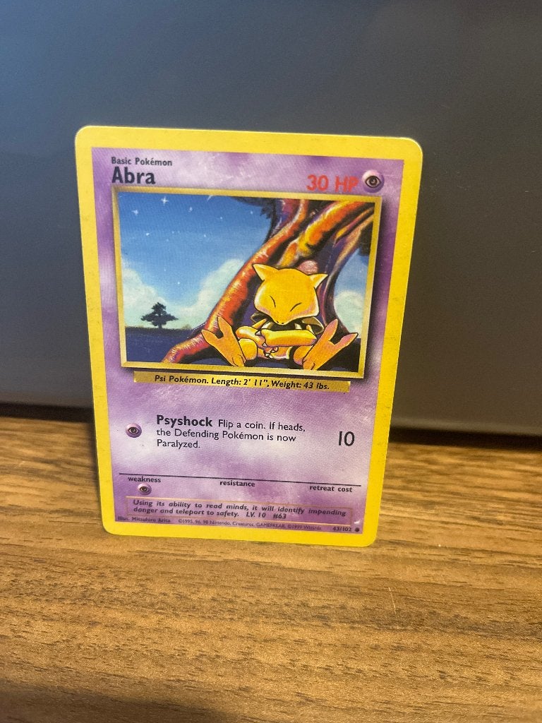Pokémon Kaart Abra Base Set (1999) - Zo goed als nieuw, Ophalen, Zo goed als nieuw, Losse kaart