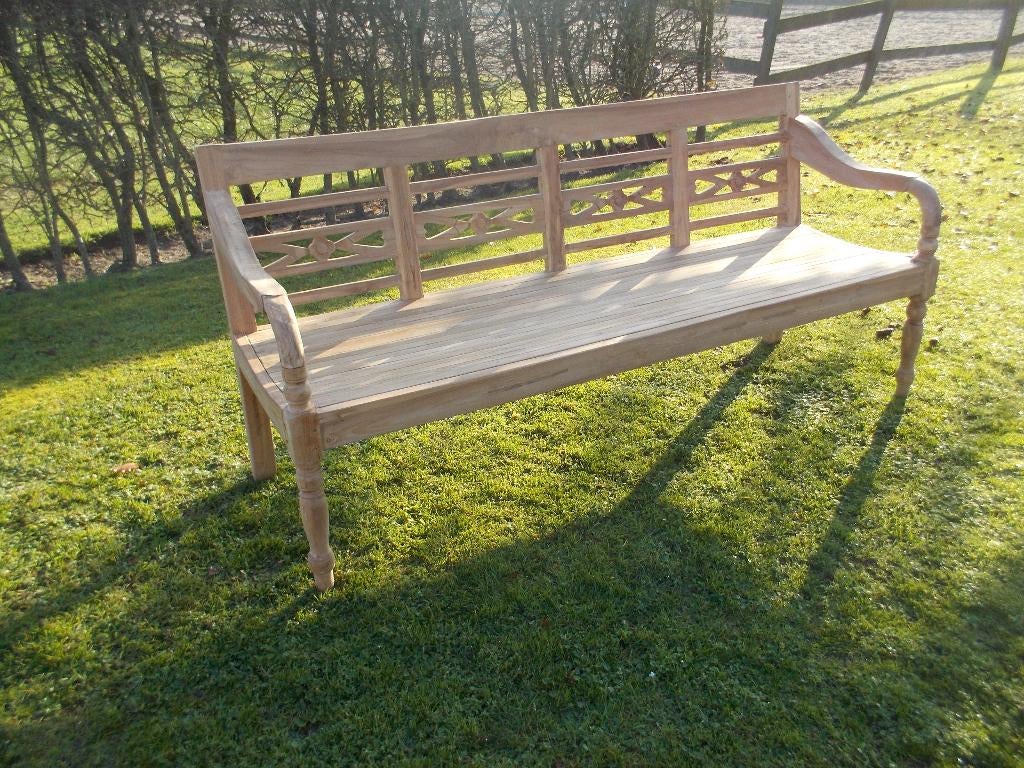 Nieuwe stationsbank, parkbank van massief teak hout 190cm, Ophalen, Zo goed als nieuw, Teakhout
