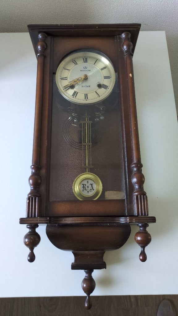 Antieke Junghans regulateur wandklok, Ophalen